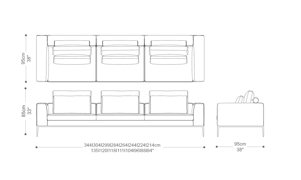 Image of the main dimensions of the product